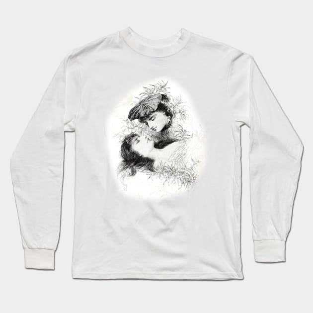 two young people in love a boy and a girl looking at each other Long Sleeve T-Shirt by Marccelus